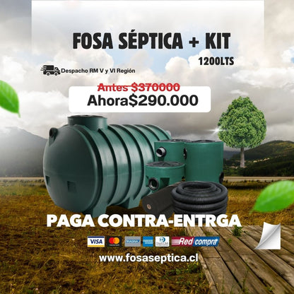 Fosa Séptica con Kit de Instalación 1200 litros